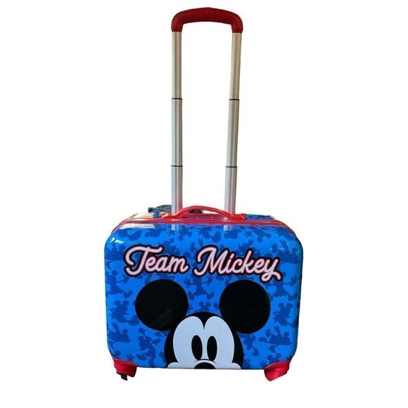 DISNEY Store LUGGAGE MICKEY MOUSE "TEAM MICKEY" Rolling SUITCASE for Kids - Picture 1 of 10
